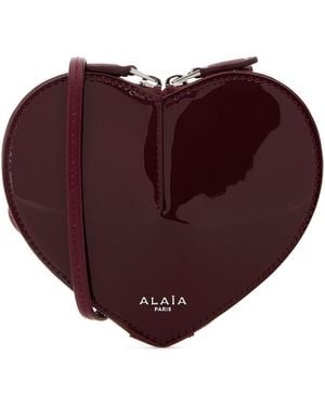 Alaïa Burgundy Leather Mini Coeur Crossbody Bag - Purple