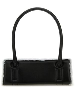 Dentro Black Leather Radar Shoulder Bag