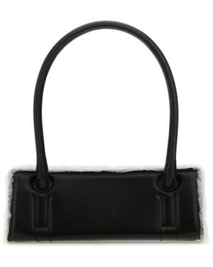 Dentro Black Leather Radar Shoulder Bag