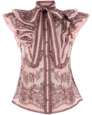 Zimmermann CRUSH FRILLED FITTED BLOUSE - Rosa