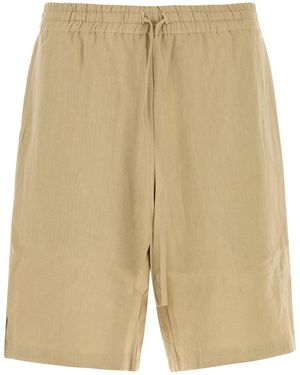 LeKasha Beige Linen Bermuda Shorts - Natural