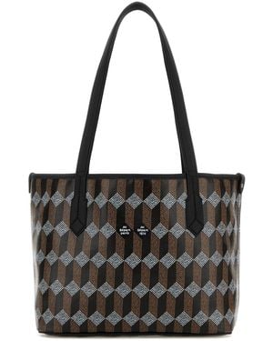 AU DEPART Borsa shopping Tote No.28 in tela stampata - Nero