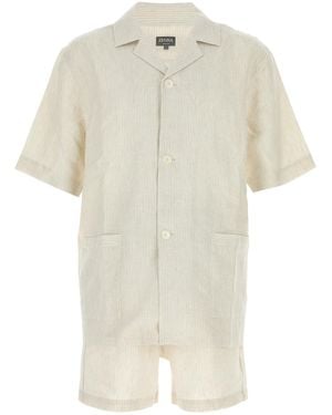 ZEGNA Embroidered Linen Pyjama - White
