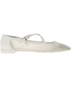 Jimmy Choo White Mesh Eleri Ballerinas