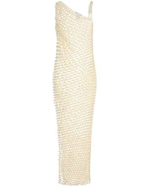 MY BEACHY SIDE Embellished Crochet Serene One-shoulder Dress - White