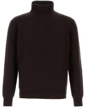 Brioni Dark Brown Cashmere Sweater - Black