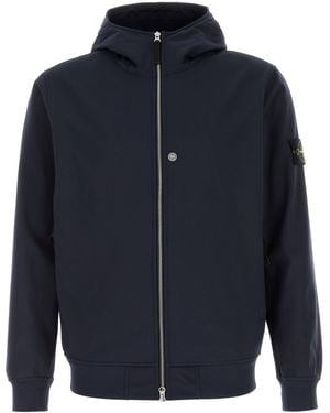 Stone Island Navy Blue Stretch Polyester Jacket