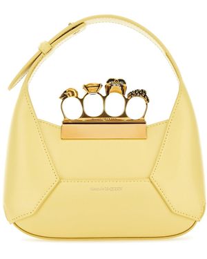 McQueen Borsa a mano Jewellered Hobo mini in pelle giallo pastello - Metallizzato