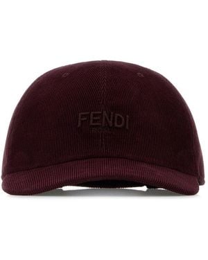 Fendi Cappello da baseball in velluto a coste bordeaux - Viola