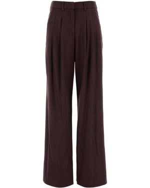 PT Torino Grape Stretch Wool Blend Wide-leg Pant - Purple
