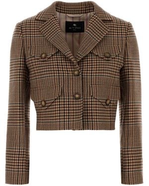 Etro Embroidered Wool Blazer - Brown