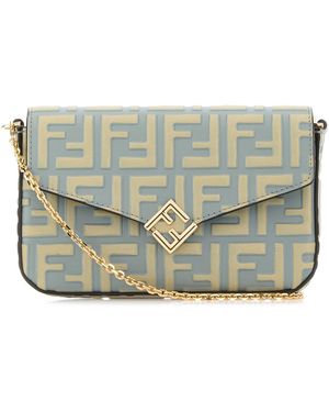 Fendi Portafoglio FF Diamonds in pelle stampata - Grigio