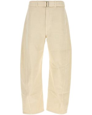 Lemaire Ivory Cotton Wide-leg Twisted Belted Pant - Natural