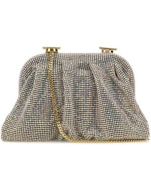 Benedetta Bruzziches Embellished Fabric Small Venus Clutch - Grey