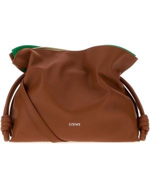 Loewe Clutch Layered Flamenco in pelle caramello - Marrone