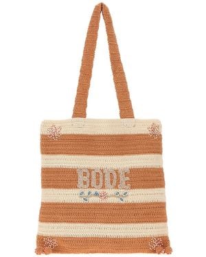 Bode Embroidered Crochet Sherbet Shopping Bag - Natural
