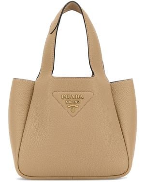 Prada Borsa a mano in pelle beige - Neutro