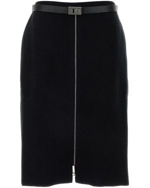 Ferragamo Salvatore Stretch Wool Blend Skirt - Black