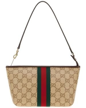 Gucci Borsa a spalla in tela GG - Marrone