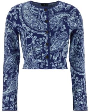 Etro Cardigan in maglia ricamata - Blu