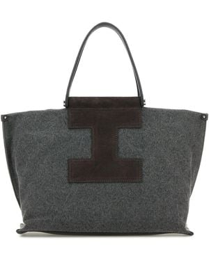 Iacucci Dark Grey Canvas Sorbetto Handbag - Black