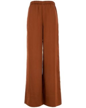 THE NINA STUDIO Chocolate Stretch Satin Wide-leg Pant - Brown