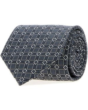 Brioni Embroidered Silk Tie - Gray