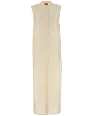 LeKasha Ivory Silk Namsa Shirt Dress - White