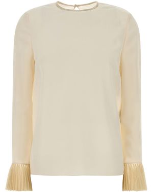 Valentino Garavani Ivory Crepe Blouse - Natural
