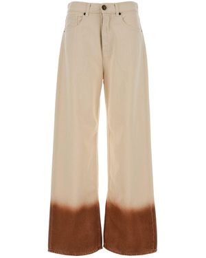 Alanui Two-tone Denim Wide-leg Jeans - Natural