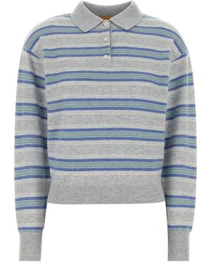 Guest In Residence Embroidered Cashmere Collegiate Polo Shirt - Blue