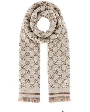 Gucci Sciarpa in lana ricamata - Neutro