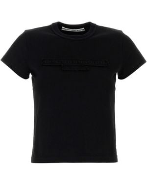 Alexander Wang Distressed Logo Shrunken Tee - Black