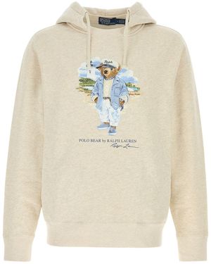 Polo Ralph Lauren Felpa in misto cotone avorio melangé - Bianco