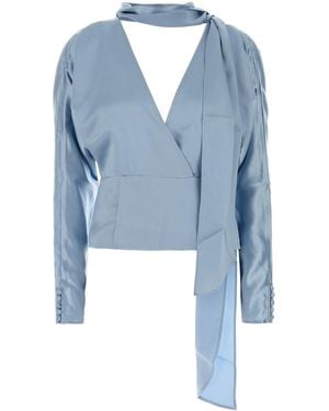 Ganni Light-blue Satin Blouse