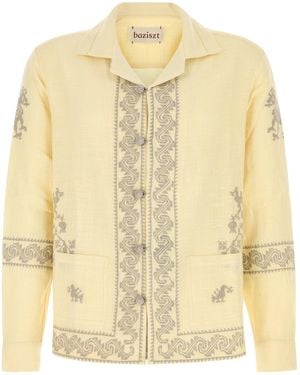 BAZISZT Pastel Yellow Cotton Tulum Shirt - Natural