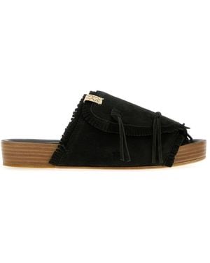 Visvim Black Suede Christo Slippers