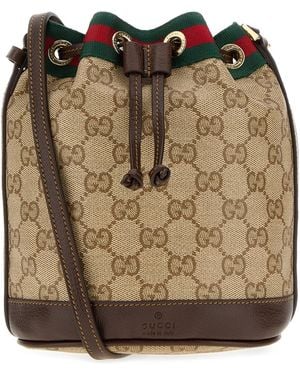 Gucci Borsa a secchiello mini in tessuto GG - Marrone