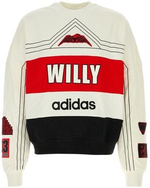 ADIDAS X WILLY CHAVARRIA White Stretch Cotton Oversize Sweatshirt - Red