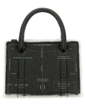 Dentro Grey Leather Mini Otto Handbag - Black