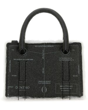 Dentro Grey Leather Mini Otto Handbag - Black