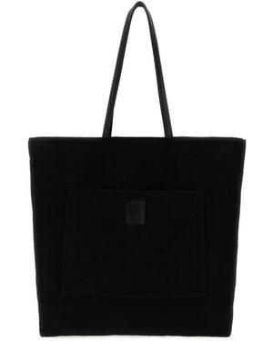 The Row Black Canvas Tori Shopping Bag