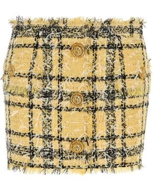 Balmain Embroidered Tweed Mini Skirt - Metallic