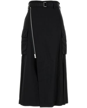 Sacai Suiting x Nylon Twill Skirt - Nero
