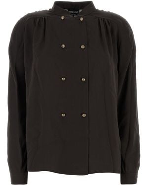 Giorgio Armani Dark Brown Silk Shirt - Black