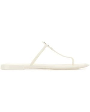 Tory Burch White Leather Mini Miller Thong Slippers