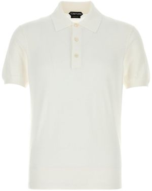 Tom Ford Solid Shirt Collar Polo - White