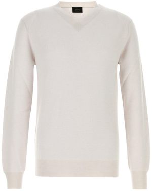 Brioni Chalk Cashmere Blend Jumper - White