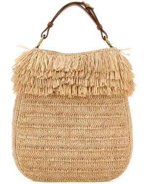 Saint Laurent Borsa shopping Roady in rafia - Neutro
