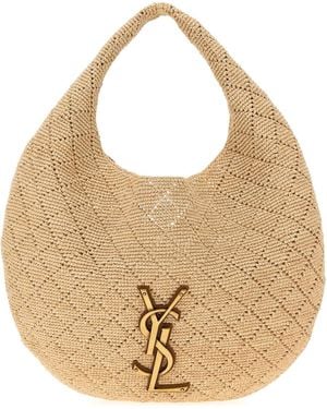 Saint Laurent Borsa shopping Icare in rafia - Neutro